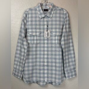 NEW Untuckit The Santa Marzi Blue White Check Plaid Long Sleeve Button‎ 8 0971